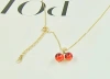 S925 sterling silver Japanese and Korean high-end red pendant cherry necklace, a light luxury and niche design for women's summer, collarbone necklace with a gentle smile details Picture
